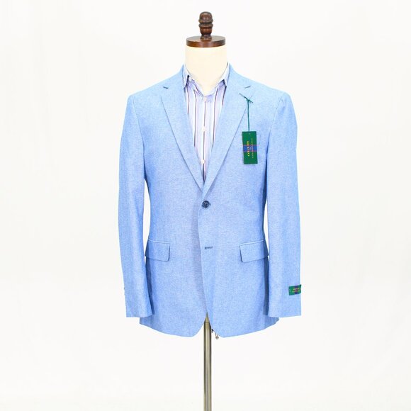Alexander Julian 38R Blue Solid 2-Button Sport Coat Blazer Jacket T756